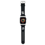 Apyrankė Apple Watch 4 / 5 / 6 / 7 / 8 / SE / Ultra (42 / 44 / 45 / 49 MM) Karl Lagerfeld 3D Rubber Karl&Choupette Heads (KLAWLSLKCNK) juodos spalvos