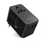 Choetech PD5022 70W EU/US/AUS/UK kelioninis įkroviklis su Built-in USB-C kabelis - juodos spalvos
