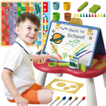 &bdquo;ProNice&ldquo; MOKOJAMAS DVI&Scaron;ALĖS KREIDOS LENTO STALAS + ŽAIDIMAI + PRIEDAI