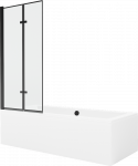 Vonia Mexen Cube su apdaila ir stiklo sienele, 170x80 cm + 80 cm (II), Baltas+Juodas frame