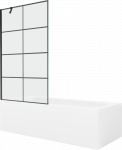 Vonia Mexen Vega su apdaila ir stiklo sienele, 170x70 cm + 100 cm, Baltas+Juodas grid
