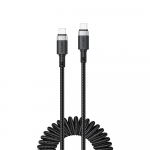 Acefast C14-03 USB-C - USB-C Spring kabelis 480Mb/s 3A 1.2m - Juodos spalvos