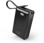 Ne&scaron;iojamoji baterija SBS 20000 mAh 20W su integruotu USB-C laidu ir skaitmeniniu ekranu - juodas