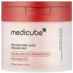 Medicube Red Succinic Acid Peeling Pad &Scaron;veičiamieji padeliai probleminei veido odai su gintaro rūg&scaron;timi, 70 vnt
