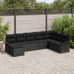Sodo Sofų Rinkinys su pagalve 8 pcs Juoda Poli ratanas