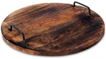 Medinė pjaustymo lenta, serviravimas, apvalus padėklas su rankenomis, 39-40 cm