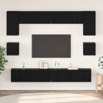 TV staliukas TV spintelių komplektas 8 pcs Juodas ąžuolas Apdirbta mediena