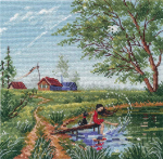 Oven Kryželiu siuvinėjimo rinkinys &bdquo;Vasari&scaron;kas džiaugsmas&ldquo;, 18&times;18 cm