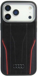 Dėklas Audi R8 Genuine Leather MagSafe skirtas Apple iPhone 17 Pro Max juodos spalvos-red