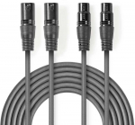 &bdquo;Nedis&ldquo; subalansuotas garso kabelis 2x XLR 3 kontaktų (M) - 2x XLR 3 kontaktų (F) 5,00 m tamsiai mėlynas