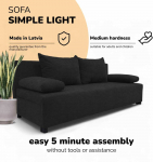 Meb & Podrez Dvivietis i&scaron;skleidžiamas sofa &bdquo;Simple Light&ldquo; be porankių, &bdquo;Podrez&ldquo;, grafito