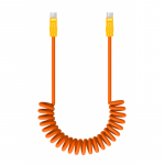 Kabelis - Newell USB-C į USB-C 100W 1.5m Silikoninė Spiralė Oranžinė-Geltona