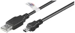 Wentronic Goobay USB 2.0 Hi-Speed kabelis su USB sertifikatu, juodas, 1,8 m &ndash; tinka įrenginiams su Mini-USB jungtimi (93902)