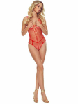Passion Woman Bodystockings PASSION BS114 Raudona Grid Bodystocking - Open Design, Flexible Fit