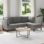 Sofa Svetainės baldų komplektas 4 vnt. Tamsiai pilka Audinys