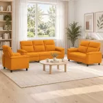 Sofa Sofos komplektas 3 vnt. Tamsiai geltona Audinys