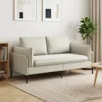 Dvita&scaron;kė sofa 2 vietos Kreminė 188 x 81 x 89 cm Aksomas