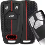 Silikoninis raktelio dėklas Audi juodas/raudonas A291