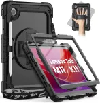 Timecity dėklas, skirtas lenovo tab m11 (tb330fu/tb330xu) 11 colių plan&scaron;etiniam kompiuteriui su ra&scaron;iklio laikikliu/ra&scaron;iklio laikikliu/360&deg; rankos dirželiu, skirtas tab k11 lte 2024/lenovo xiaoxin pad 2024 (tb331fc) - juodas