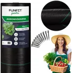 Juoda sodo agroplėvelė 1.6x100m 90g/m&sup2; mulčiavimo plėvelė nuo piktžolių smeigtukai x50