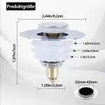 Aumayco praustuvo kam&scaron;tis, universalus pop-up tipo kam&scaron;tis, praustuvo kam&scaron;tis su plaukų gaudykle, nerūdijančio plieno praustuvo kam&scaron;tis praustuvams, kurių skersmuo 32-42 mm, 2 vnt.