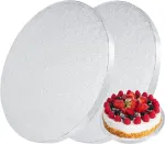 Yiyico torto padėklas 30 cm apvalus torto padėklas 13 mm x 30,48 cm skersmens, 2 vnt. daugkartinio naudojimo torto pagrindo lėk&scaron;tės tortams transportuoti (sidabrinis)