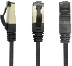 1,5 m - juodos spalvos medvilninis cat 6a patch kabelis juodas - 10 vnt. tinklo kabelio audinio medvilninis apvalkalas cat 6 a kabelis rj 45 lan ethernet patch kabelis 500 mhz 10 gb s - 10 x 1,5 m