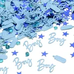 Kūdikių sutiktuvių konfeti su užra&scaron;u 'his Boy', blizgantys pabarstukai gimtadienio stalo dekoravimui, stalo konfeti kūdikio lyties atskleidimo džiunglių gimtadienio dekoracijos