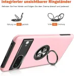 Kraftcare dėklas, skirtas google pixel 7, mobiliojo telefono dėklas su įterptu 360&deg; žiedu, magnetinis apsauginis tpu smūgiams atsparus dėklas, skirtas google pixel 7, rožinis