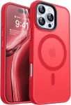 Canshn magnetinis dėklas, skirtas iphone 16 pro, su magsafe [auk&scaron;čiausia magnetinė adsorbcija] [karinė apsauga] apsauginis dėklas velvet touch matt anti-scratch mobiliojo telefono dėklas iphone 16 pro dėklas, raudonas