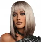 Perukas Bob Ombre Blond Trumpas &Scaron;ukuosena Su Kirpčiukais