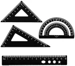 Qowuxhz liniuočių rinkinys metalinis trikampis liniuočių rinkinys 4 vienetų 15 cm liniuočių rinkinys aliuminio liniuočių rinkinys studentų liniuotė geometrijos rinkinys mokyklinė liniuotė mokyklinis geometrijos rinkinys architektams inžinieriams brai ...