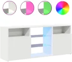 TV staliukas Televizoriaus spintelė su LED ap&scaron;vietimu, balta, 120x30x50cm