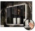Led ap&scaron;viestas veidrodis 90x65 atsparus vandeniui ip65 su jutikliniu jungikliu