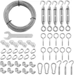 Zonadah Sodo viela 30m/2mm Pvc dengta nerūdijančio plieno vielos lyno rinkinys, M5 įtempimo griebtuvo vielos įtempiklio rinkinys, tvoros vielos ritinio rinkinys, kabelių turėklų rinkinys, vijoklinių augalų kilpos, vielos pakaba