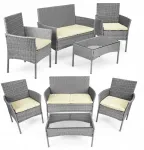 Focus Garden Multigarden technorattano lauko baldų komplektas: kėdės + sofa + staliukas, pilkas, 4 asmenims