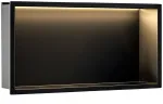 REA įleidžiama vonios kambario lentyna su LED, 30x60 cm, Juodas
