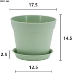 Gardrium 6 x Žali plastikiniai vazonai su drenažo skylute, skirti naudoti viduje ir lauke, 17,5 cm