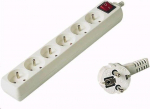 PREMIUMCORD Prailginimo laidas 230V 3m, 6 lizdai + jungiklis, baltas