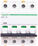 Schneider A9F04402 Grandinės pertraukiklis 4P C 2A 6kA AC iC60N-C2-4 A9F04402