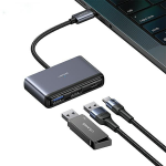 USAMS &scaron;akotuvas HUB 5in1 USB 2.0/USB 3.0/ USB-C/TF/SD pilkos spalvos SJ628HUB01 (US-SJ628)