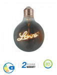 5W lemputė tamsintu stiklu V-TAC E27, G125, 2200K (&scaron;iltai balta).