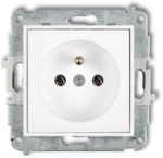 Karlik Elektrotechnik 25IGP-1z ICON Vieno lizdo mechanizmas su įžeminimu 2P+Z (be srovės kelio sklendių) matinė balta 25IGP-1z