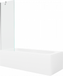 Vonia Mexen Vega su apdaila ir stiklo sienele, 170x70 cm + 60 cm, Baltas+Chrome/Transparent