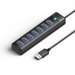Orico PW7U-U3 hub 7x USB-A 3.0 + USB-C 5V/3A 1m - juodos spalvos