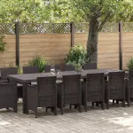 Lauko baldų komplektas Sodo valgomojo komplektas 13 pcs Ruda ir Taupe Poli ratanas
