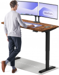 Elektrinis Reguliuojamo: Auk&scaron;čio stalas Desktronic HomePro Rie&scaron;utmedžio masyvas/Juodas, 140x70cm, Dvigubas motoras, USB ir USB-C įkrovimo lizdai