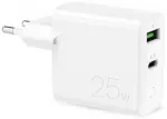 Puro Elektrik Puro 25 W maitinimo tiekimo USB-A USB-C sieninis įkroviklis &ndash; baltas