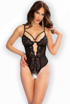Chilirose Bodies Chilirose CR 4689 Lace Bodysuit Open Design Juodas Size S
