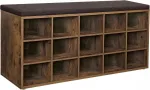 VASAGLE batų suoliukas su pagalvėle, 15 skyrių, 105 &times; 30 &times; 48 cm, LHS15BX